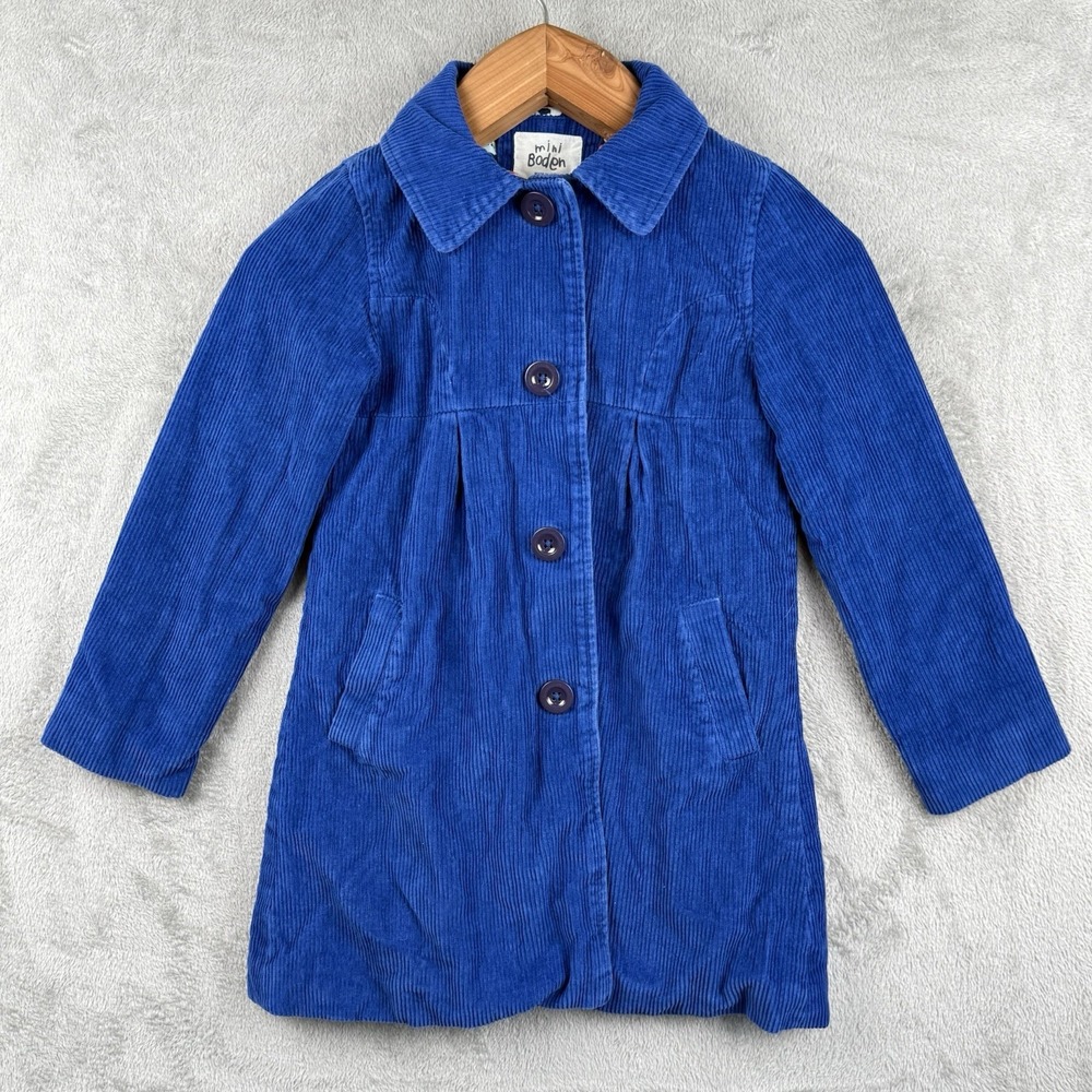 Mini Boden Corduroy Coat Girls Size 7/8 Cobalt Blue Long Outdoors Preppy